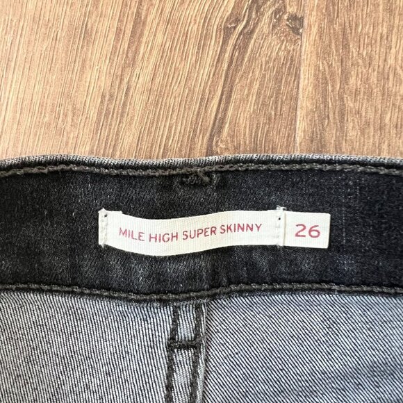 Levi's Mile High Super Skinny Black Jeans Sz 26 - Picture 7 of 11